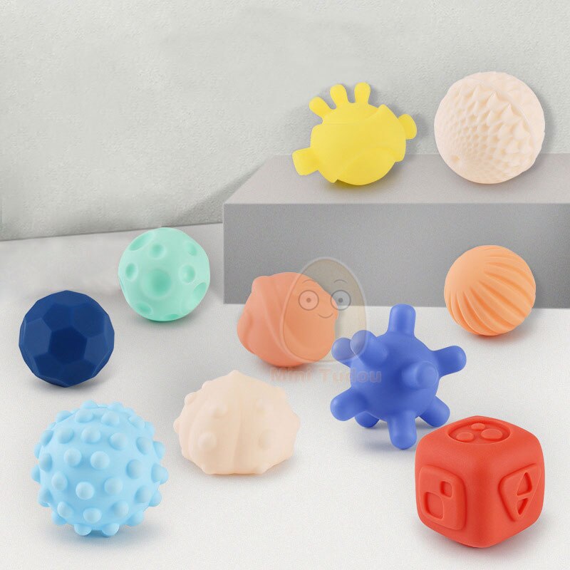 Baby gummiboll leksak spädbarn träning massage mjuk texturerad multi sensorisk beröring handboll set pedagogiska leksaker för barn