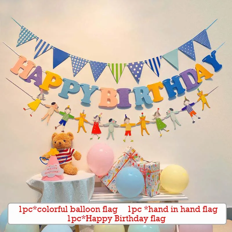 Grattis på födelsedagen banner set färgglatt papper hängande flagga födelsedagstema festdekorationer pojkar flickor babyshowerdekor foto rekvisita: Mörkgrå