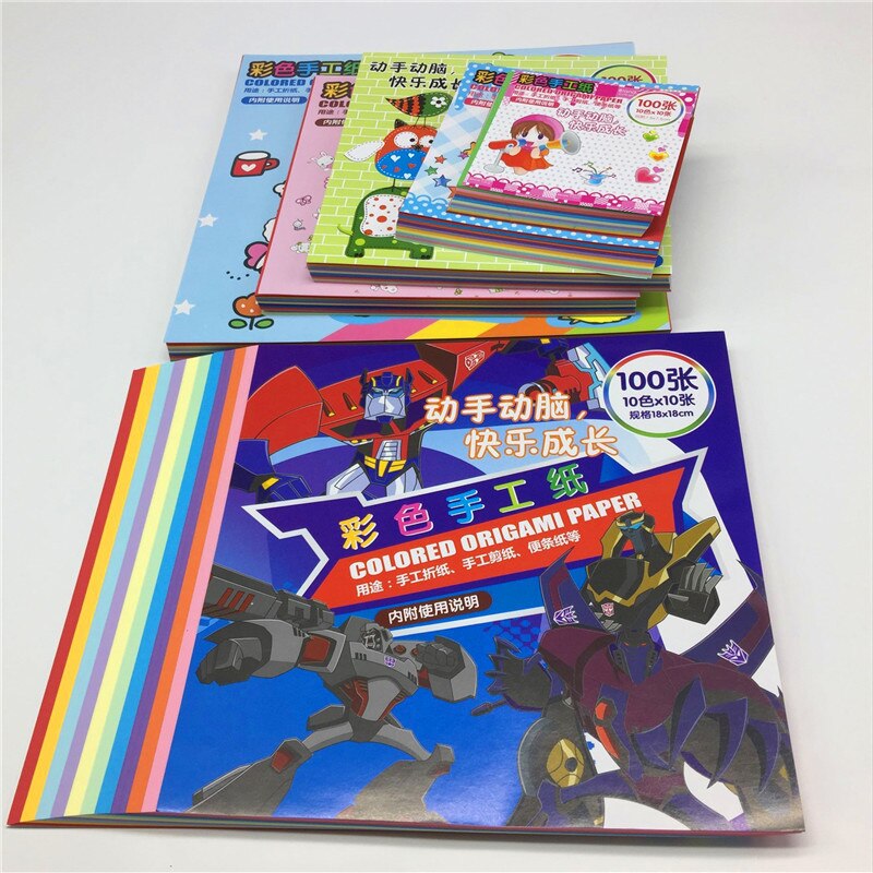 Uno a cuatro Origami papel de doble cara de colores artesanía cuadrado surtido DIY doblado herramientas para papel reciclado hojas de papel de varios tamaños