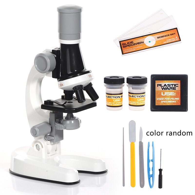 Children Biological Microscope Lab Science Education Microscope with LED Kit Adjustable Magnification Educational Equipment: WT