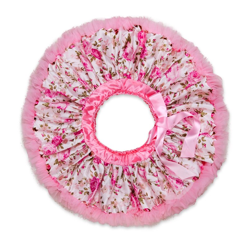 Falda tutú para bebé de Navidad, faldas con volantes con flores rosas estampadas, faldas de chifón esponjosas para niñas, ropa infantil