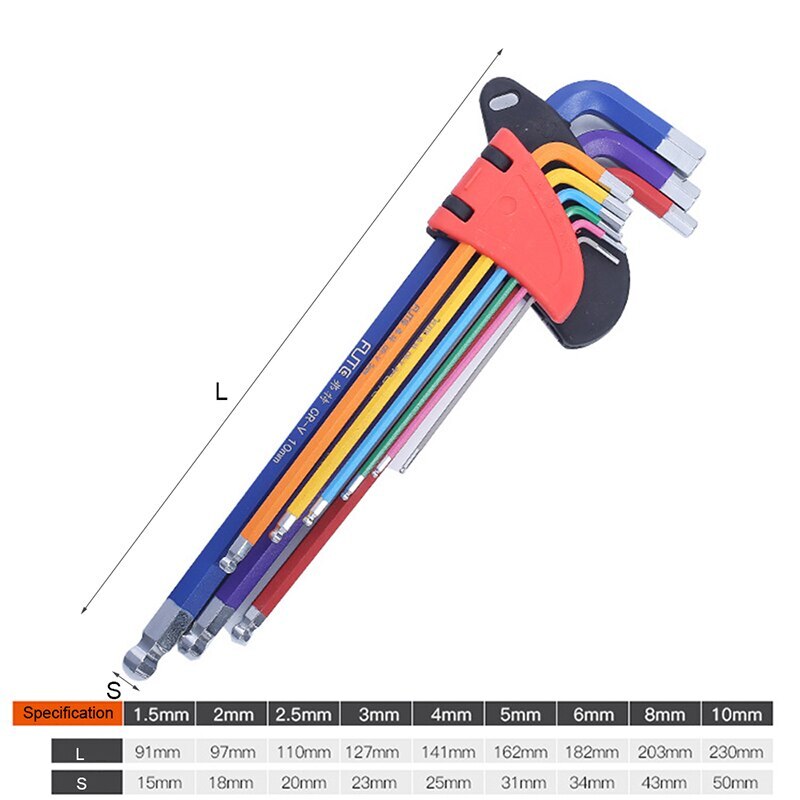9pcs Screwdriver Hex Wrench Set Colour Coding Wear-resisting Anticorrosion Key Sets Hexagon Torx Star Spanner: Set 2