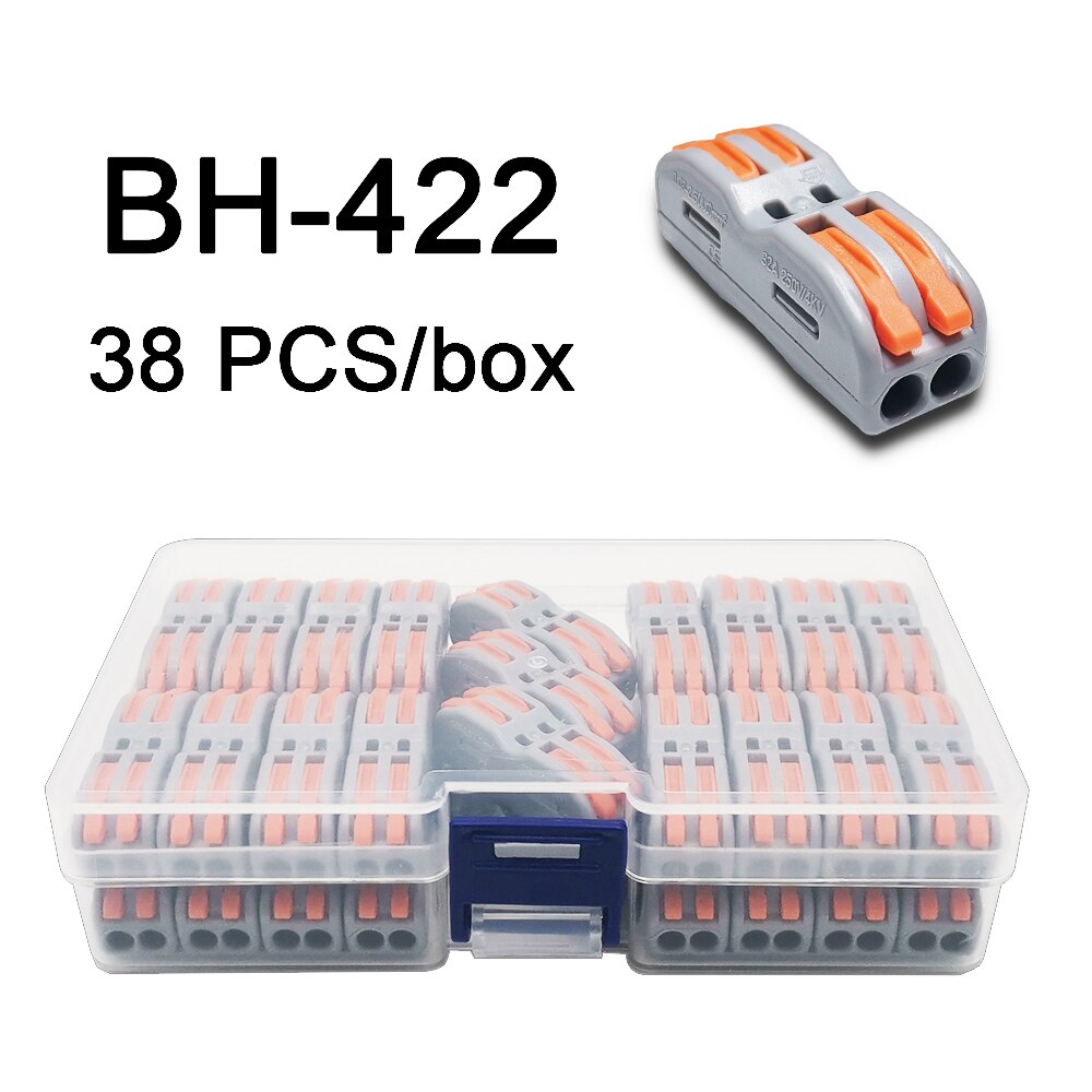 Mini Fast Boxed Wire Connector SPL-2/3/4 SPL-42/62 Compact Conductor Spring Wiring Connector Conductor Push-in Terminal Block: 422 38PCS