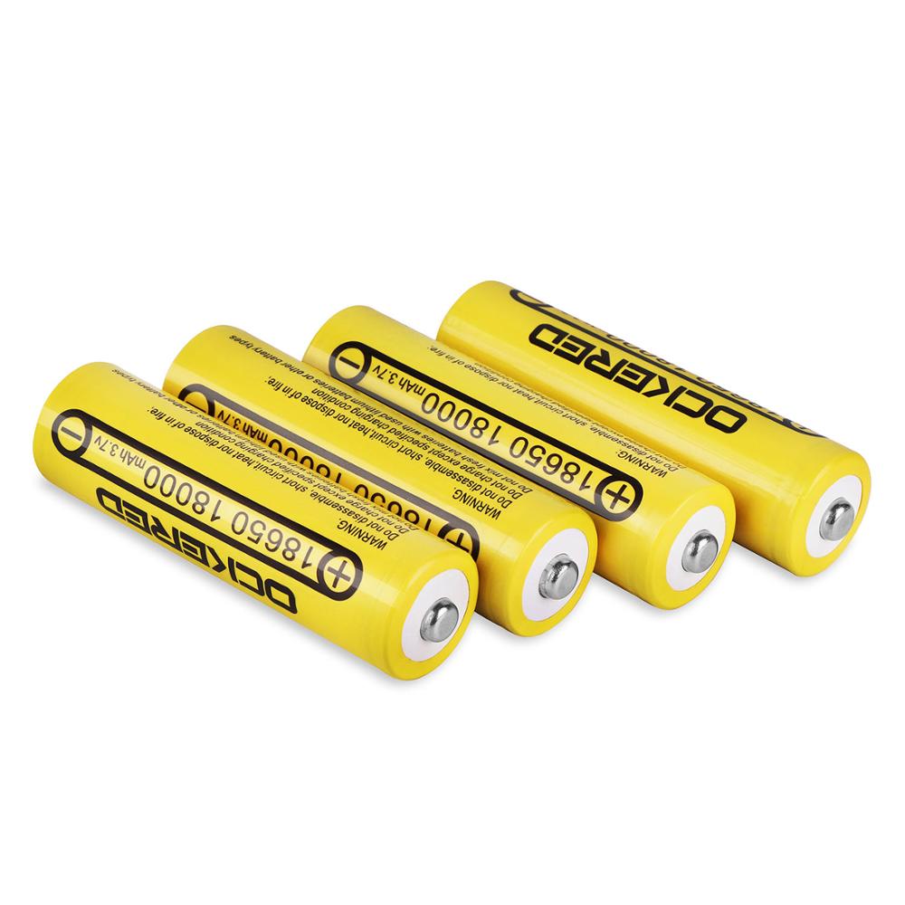 Ockered 18650 Battery 3.7V 18000mAh Lithium Rechargeable Battery For Flashlight PCB Battery with Free 18650 USB Battery Charger