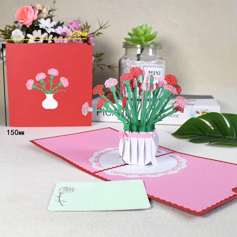3D Carnation, -Up Flower Card, Mother'S Day Greeting Cards, Anniversary, Birthday, Love, Thanksgiving Day