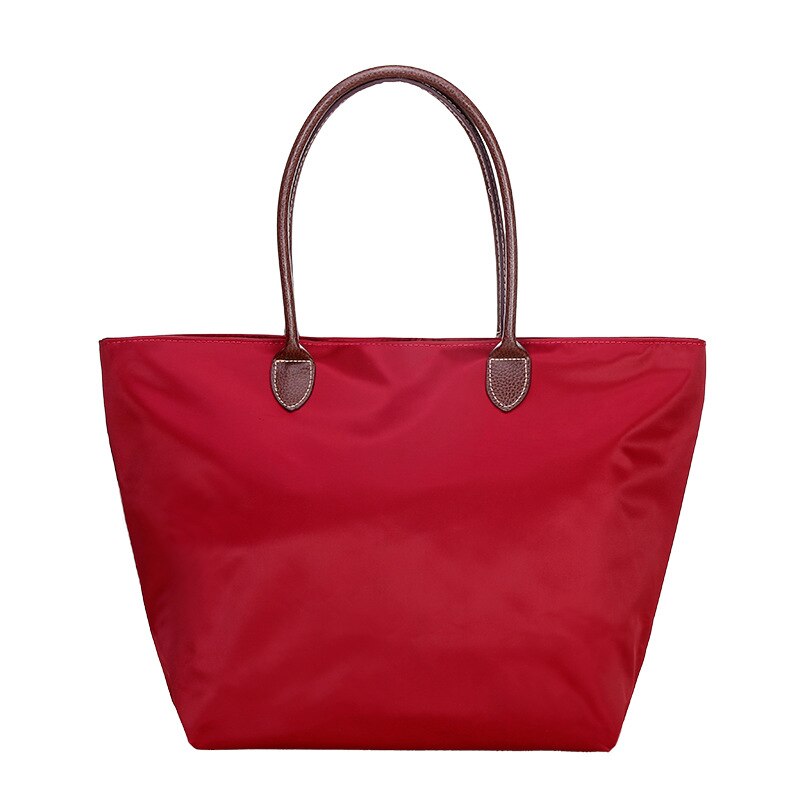 Women's Light Beach Tote Handbags Casual One Shoulder Messenger Solid Color Bag Large Capacity Dumpling With Zipper Shopping Bag: Wine Red