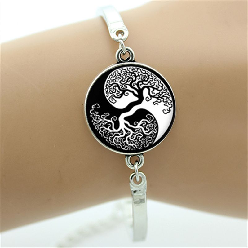 TAFREE Brand Gustav Klimt Tree Of Life Bracelet Silver-Plated Glass Dome Art Picture Bangles Men Jewelry D937