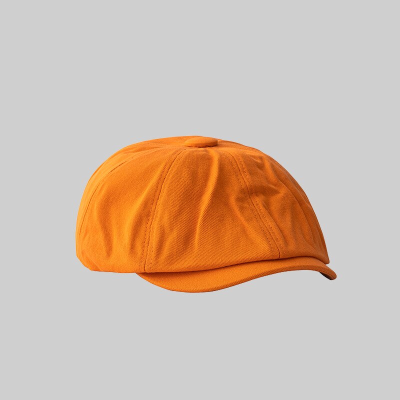 Vrouwen Korte Rand Ongedwongen Krantenverkoper Hoed Lente Herfst Dunne Retro Baret Hoed Mode Wilde Toevallige Hoed Unisex Wilde Achthoekige hoeden: Orange