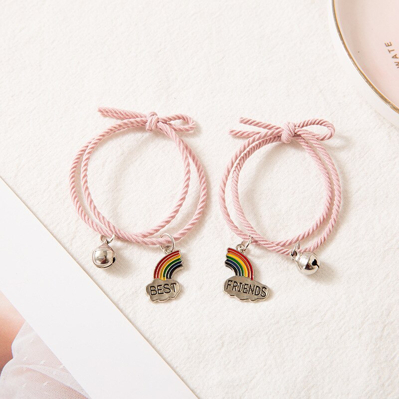 Regenbogen Glocke Freundinnen Armbinde EIN Paar von Weiblichen Studenten Koreanische Ausführung Einfache Regenbogen Wolke Spleißen Freundschaft Armbinde: 01