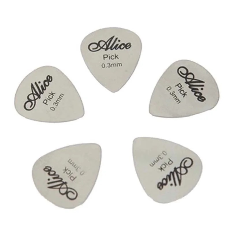 5 stks/10 stks Metalen Gitaar Pick 0.3mm Dunne Duurzaam Zilver Kleur Professionele Bas Ukelele Plectrums