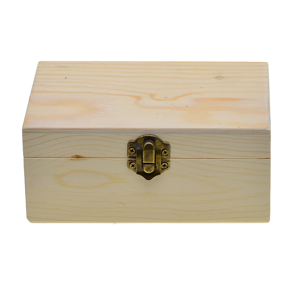 Large Storage Wood Box Case For Jewel Small Gadget Memory Keepsake 15cm