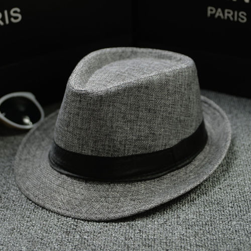 Sombrero Fedora clásico de ala ancha para hombre, gorra clásica de estilo clásico con visera ancha, Sombrero de Jazz liso para hombre, Sombrero de fieltro con lazo para Otoño e Invierno: Gris