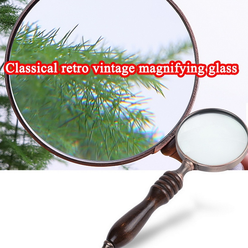 70mm 10X Map Inspection Wood Handle Handheld Magnifying Glass For Reading Antique Portable Books Elder Magnifier