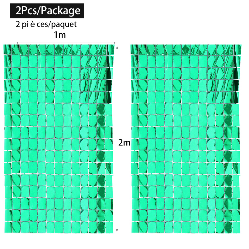 2 Stks/partij Bruiloft Decoratie Kleine Vierkante Bachelorette Party Achtergronden Verjaardagsfeestje Decoraties Muur Achtergrond Gordijn: Green