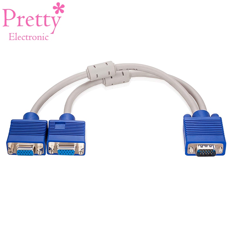 VGA Splitter Cable Male to 2 Female Monitor Adapter Extension Converter Video Cable PC Laptop Monitor Stable VGA Wire Cord
