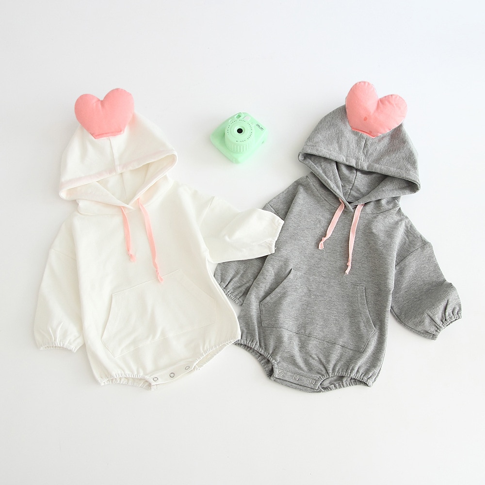 MILANCEL baby clothing cute baby boys bodysuits hood infant girls bodysuit heart style baby bodysuit