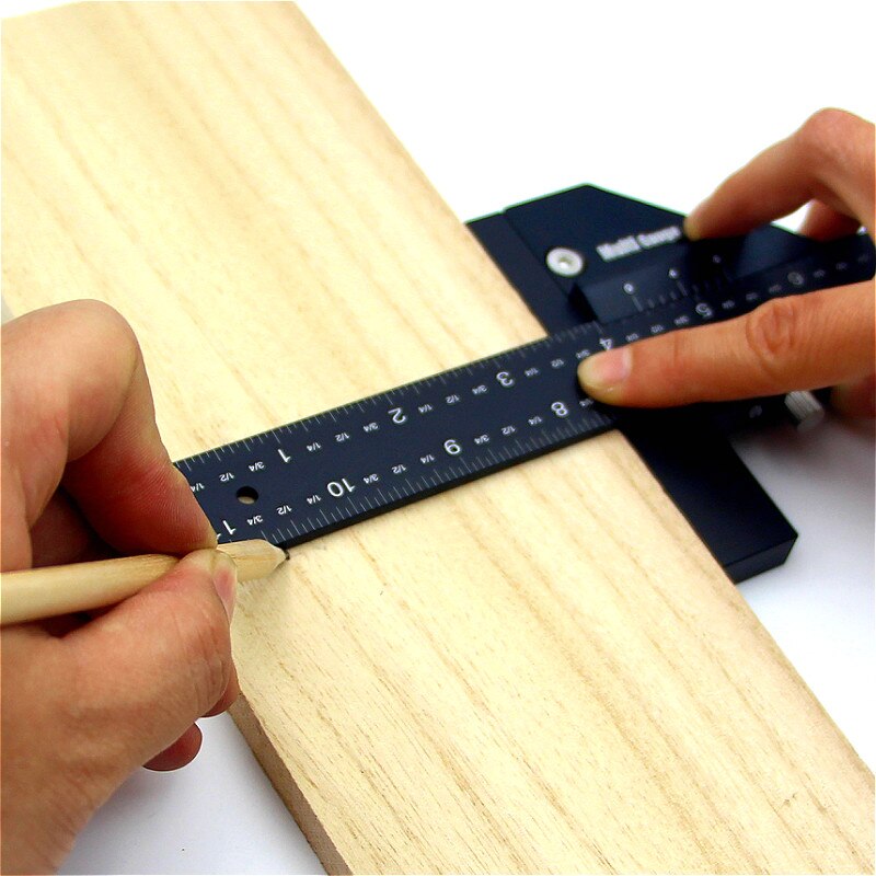300mm Multi Sliding Depth Gauge Aluminum Alloy T Square Ruler Woodworking Scriber Multifunctional Measuring Ruler Scriber