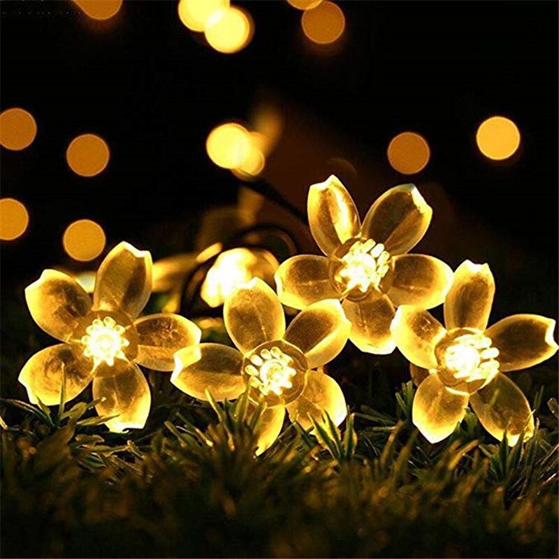 ECLH 5m 7m 12m 22m Pfirsich Blume Solar- Lampe Energie LED Schnur Fee Lighs 1,2 V Solar- Girlanden Garten Weihnachten Dekor Für draussen