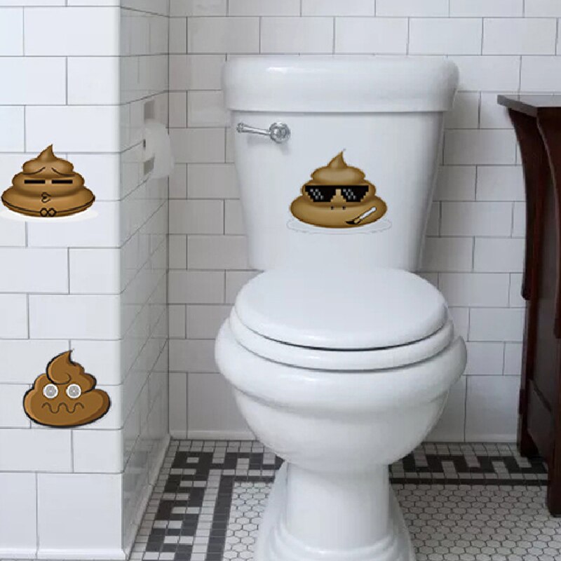 Cute Funny Poop Silhouette Toilet Stool Sticker For Bathroom Toilet Decor Removable Waterproof Wallpaper Wall Decals Home Decor