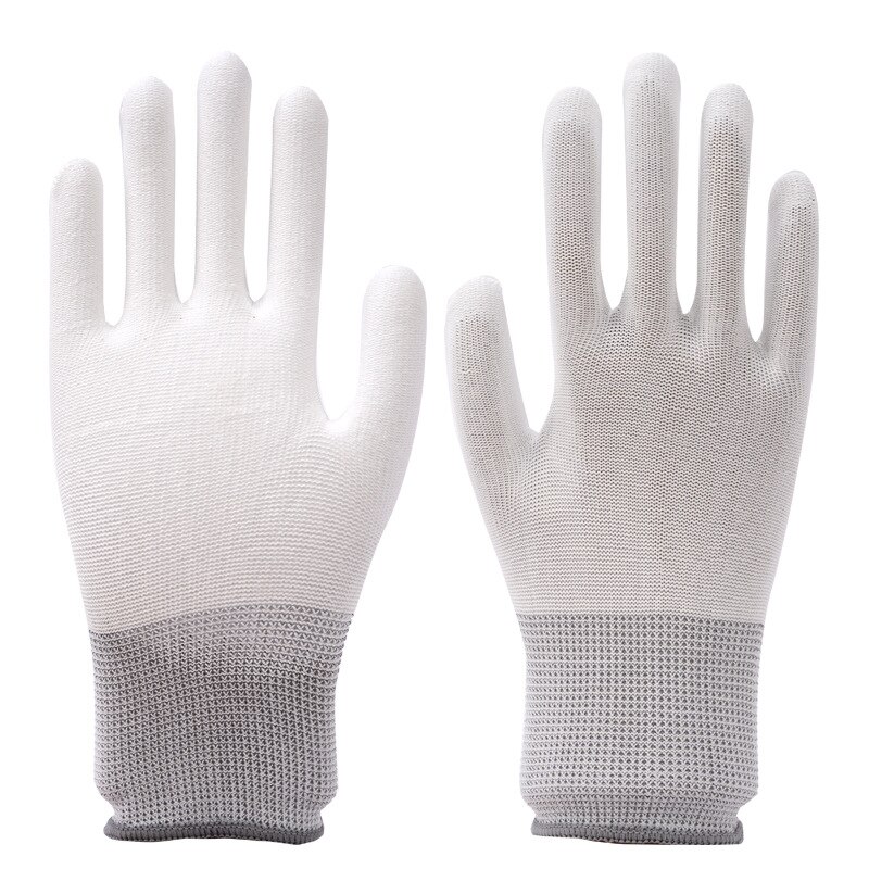 1 paar Antistatik-handschuhe Anti Statische ESD Elektronische Arbeits Handschuhe Pu Finger Beschichtet Finger PC Gleitschutz Für Finger Schutz: grau M Code