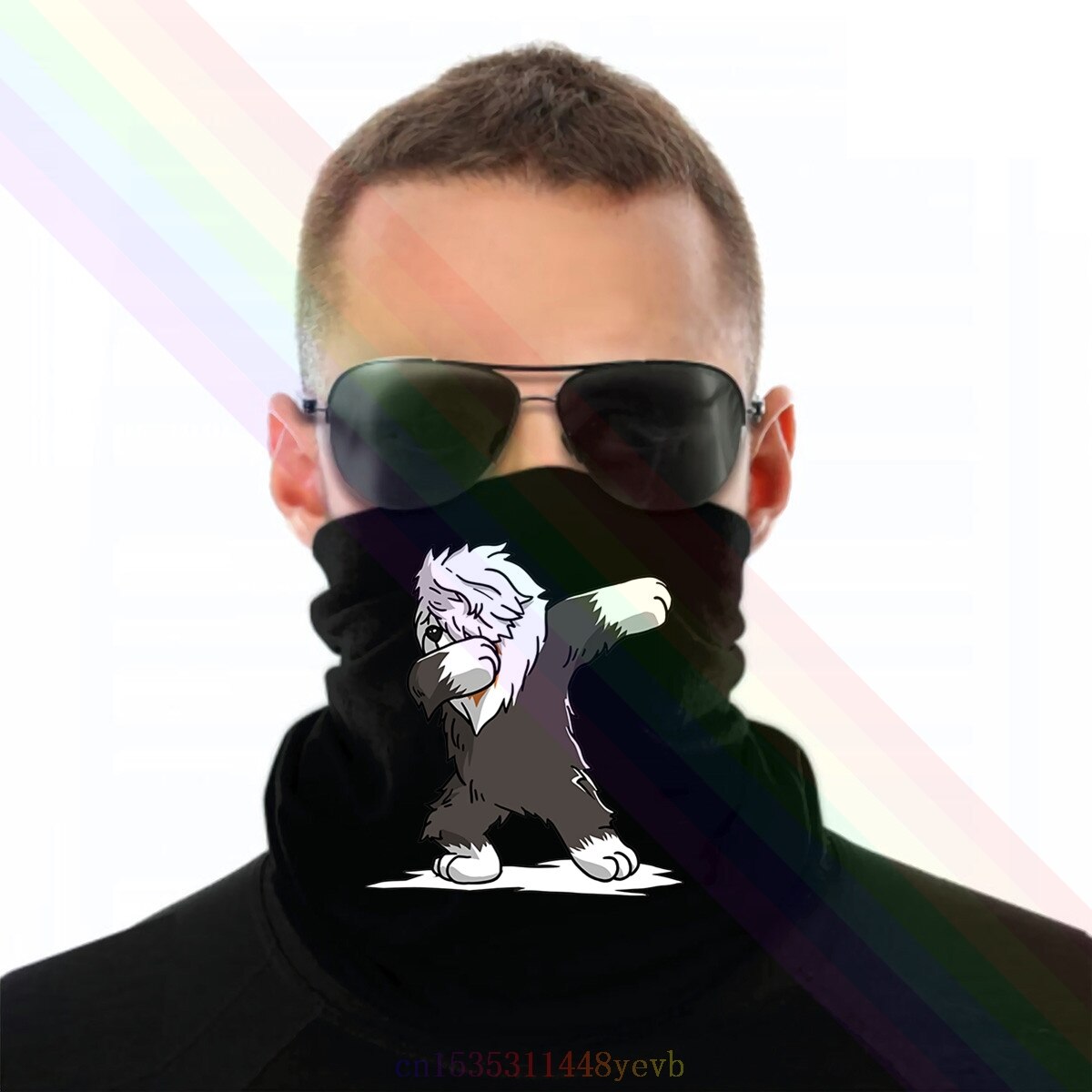 Pañuelo para el cuello para hombre y mujer, pañuelo para la cabeza estilo antiguo Perro Pastor Inglés, divertido de bajo precio Steampunk, color divertido: Default Title