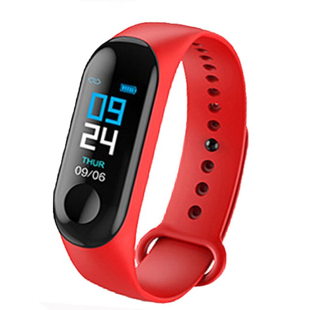 M3 Smart Bracelet Heart Rate Blood Pressure Health Waterproof Smart Watch Bluetooth Watch Wristband Fitness Tracker Smart Watch: Red