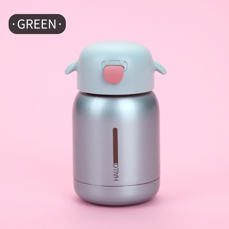 Værd at købe bærbar mini termoflaske 304 rustfrit stål termokrus vakuumkolbe til børne rejse termisk vandflaske termokop: Grøn