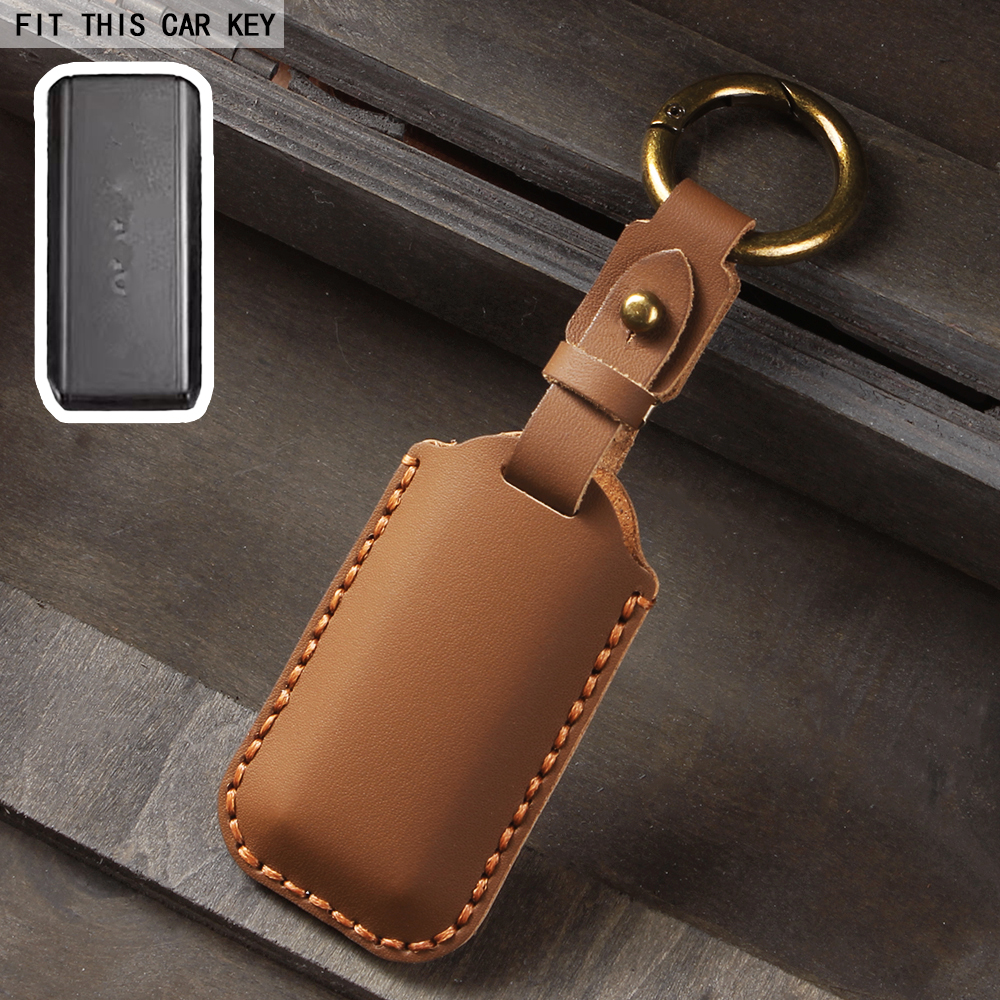 Funda de cuero para llave de coche, funda para mando de llaves inteligente para Volvo S60 V60 S90 V90 Xc40 C40 Xc60 Xc90 Polestar 2 3 4 5 6: Marrón