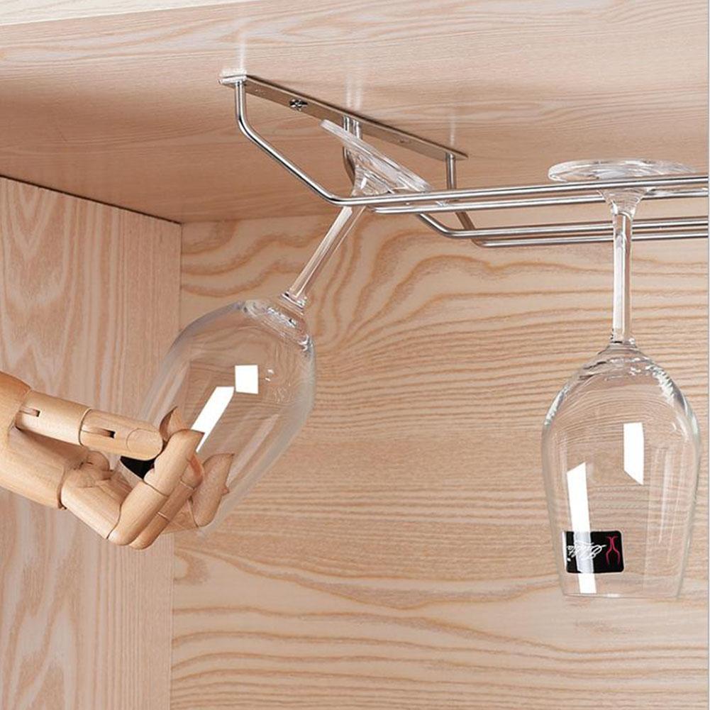 25 1pc 1-5 Rows Stainless Steel Wall Mount Stemware Wine Glass Hanging Rack Holder Shelf-20