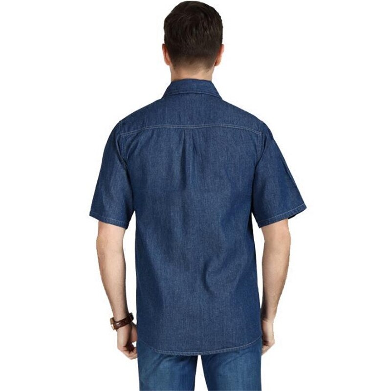 Plus size 3xl 4xl menn sommer denim skjorter kausal mannlige casual kortermede skjorter og topper sommer mann løse skjorter  a3605