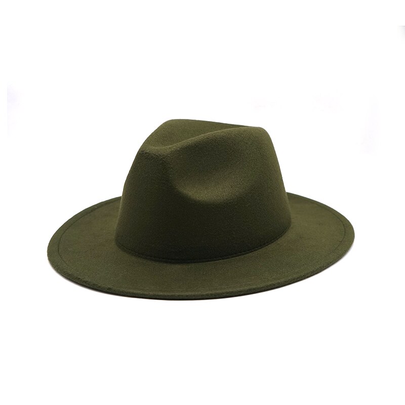 Høst vinter dame filthatt fedoras hatter med stor brem for kvinner britisk stil vintage kirkehatter dame flat brem hvit jazz cap: 4