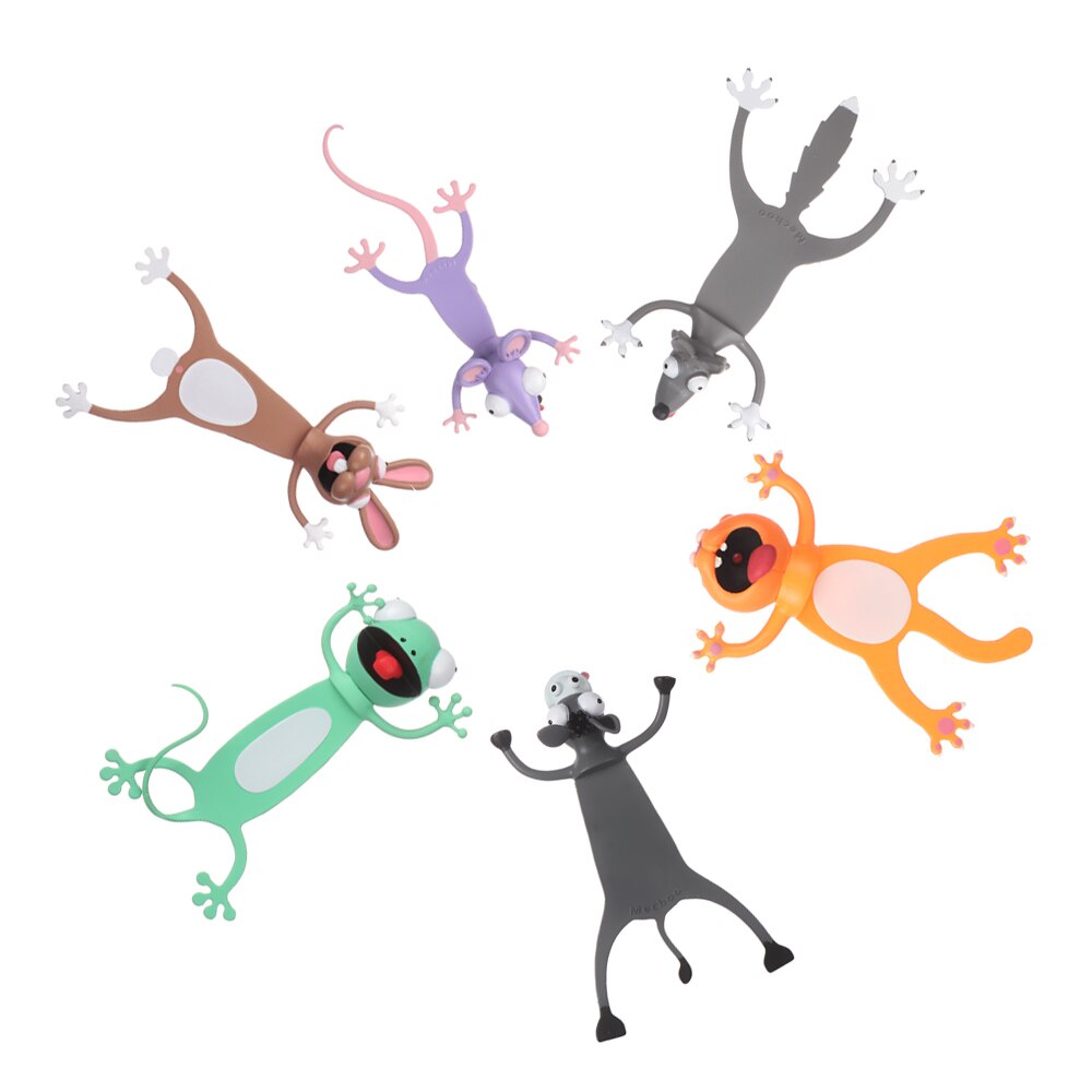 1PC Cartoon Animal Style 3D Stereo Bookmarks PVC Material Book Markers Student Animal Shape Reading Bookmark Stationery