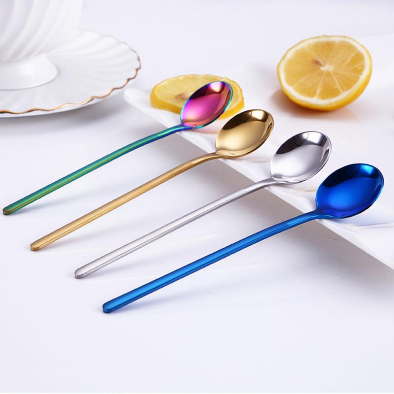 nouvelle cuillère colorée forme ronde café cuillère crème glacée cuillères à café Scoop vaisselle couverts café boire cuisine outils