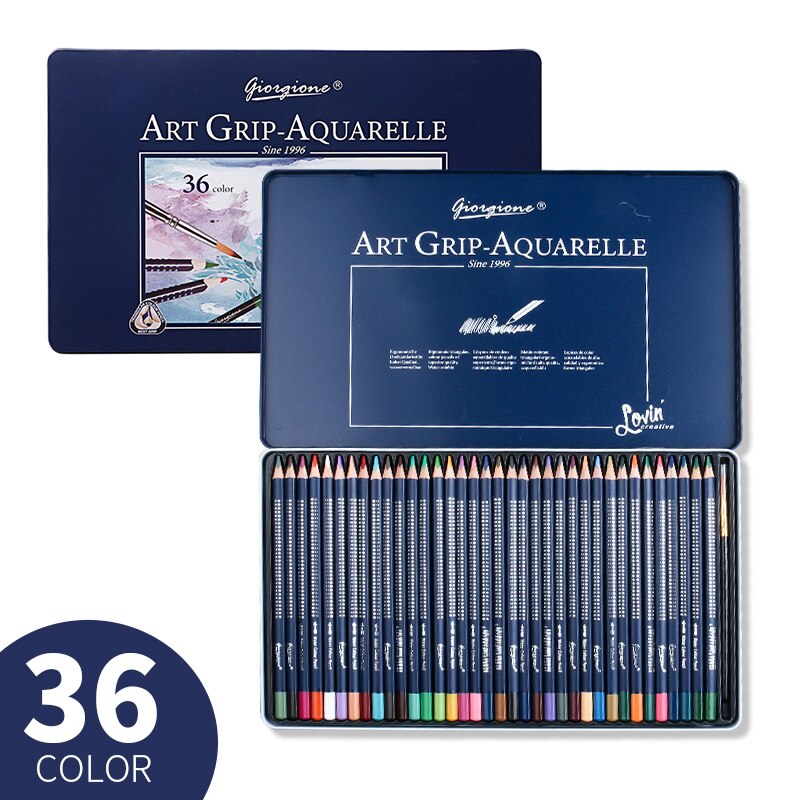 GIORGIONE 72 Color Water Soluble Colored Pencil Set Wooden Triangle Pen Body Thick Lead Artist Drawing Watercolor Paint Supplies: 36 Colors