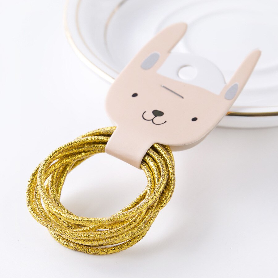 Bandes de caoutchouc en fil d'or pour filles | 10 pièces, couleurs bonbons, Nylon, bande élastique pour enfants, accessoires de cheveux, pour enfants, longue: YELLOW