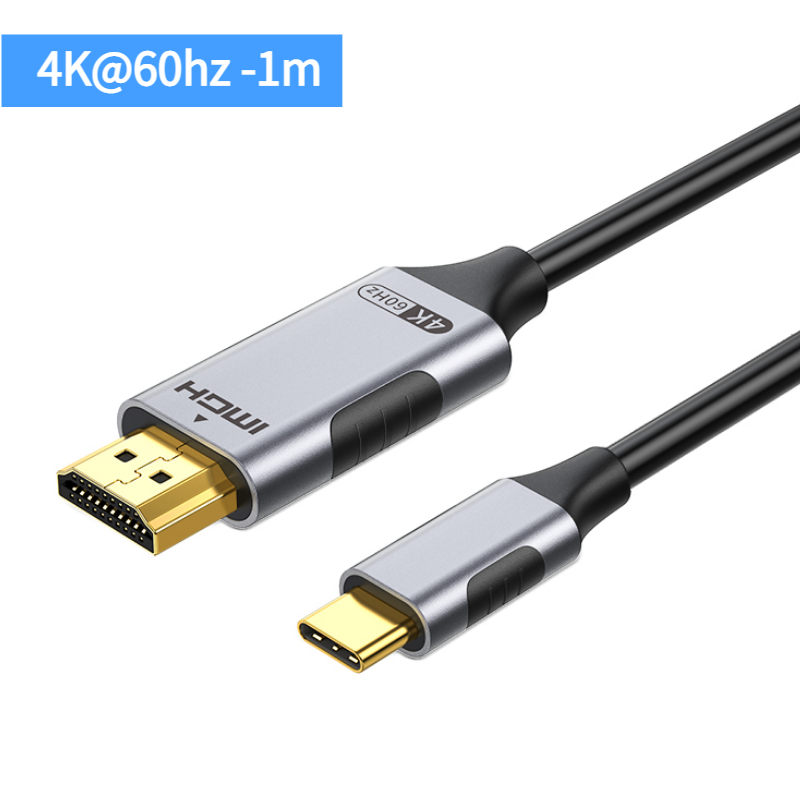 USB C to HDMI Cable (4K@60Hz) 3.3FT Type C to HDMI Adapter Thunderbolt 4/3 to HDMI for Home Office Compatible with iPhone 16 Pro: black / 1m