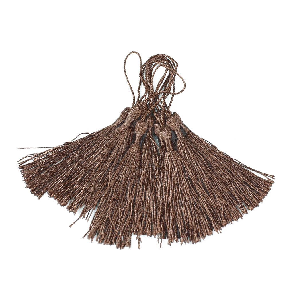 10Stck gemischte farbe 13cm Hängenden seil Seide Quasten Randbereich näHenne Knall quaste trimmen schlüssel quasten für DIY Verschönern vorhang zugang: Kaffee