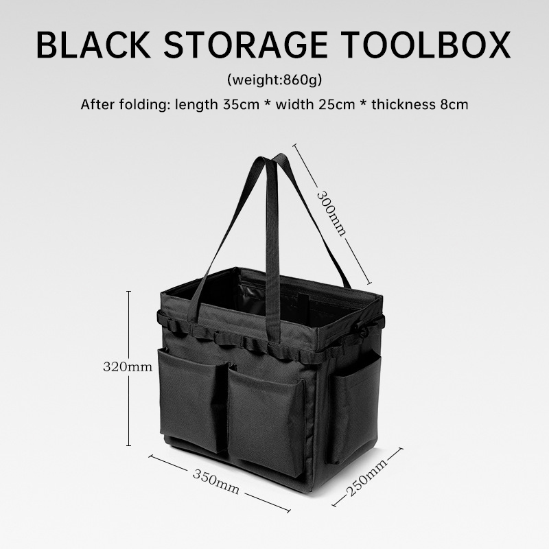 Outdoor Multifunctional Tool Storage Box, Camping Bag, Large Capacity Carrying Bag, Picnic Bag, Handbag Storage Box: black