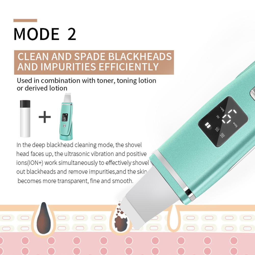Lcd ultrasone huidreiniger en usb gezichtsstomer luchtbevochtiger diepe facelift reinigingsmachine peeling schep gezicht poriën reinigen