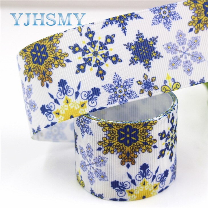Yjhsmy g -181005-1320,38mm,5 yards vinter snöflinga band termotransfer tryckta grosgrain, plagg gör det själv handgjorda material: G -181005-1320