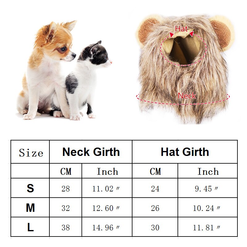Små hunde katte hat emulering løvehår manke ører hoved kasket tørklæde kæledyr halloween festival kostume julekjole til hunde eller katte