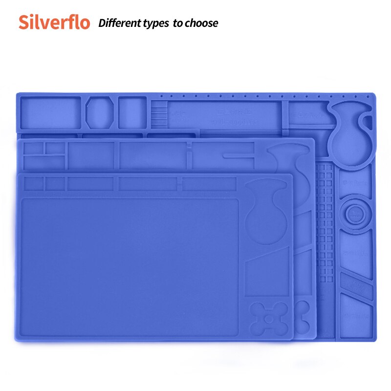 Silverflo Lassen Pad Onderhoud Werken Mat Hoge Temperatuur Weerstand Siliconen Solderen Mat Voor Soldeerstation Telefoon Rep