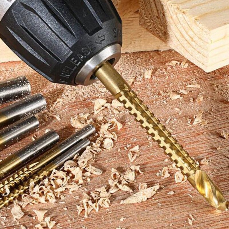 6 Pcs/set Multi-function Cobalt Drill Bit Set Spiral Screw Metric Composite Drill Bit Tap Twist Drill Bit Set Metal Woodworking