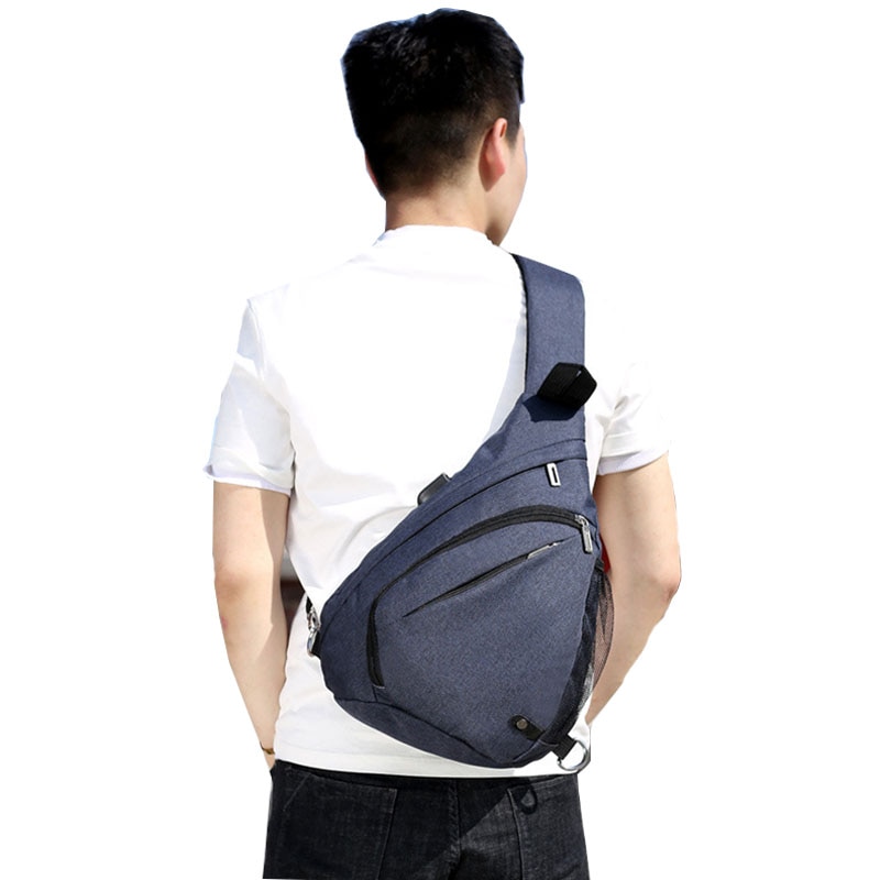 UOSC USB Charging Backpack for Teenagers Boys School Bag for Male One Shoulder Crossbody Chest Rucksack Mochila