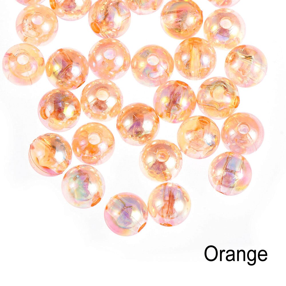 50pcs 8mm Colorful DIY Beads Round Acrylic Handmade Beads with Hole for Craft Making DIY Bracelet Necklace: orange