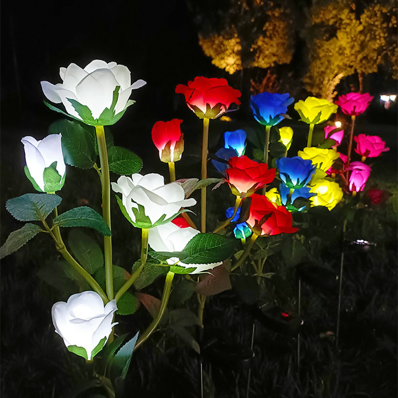 5 hoder solcellelamper utendørs dekorative solcellelamper roseblomst plenlampe til hage terrasse hagedekor