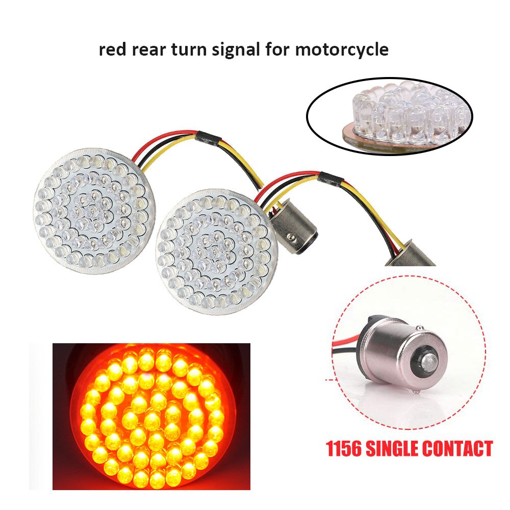 1Pair Motorcycle Led Turn Signals Kit for Harley Road Glide Touring Sportster with 1156 1157 Base White/Amber Led Turn Signal: red A 1156