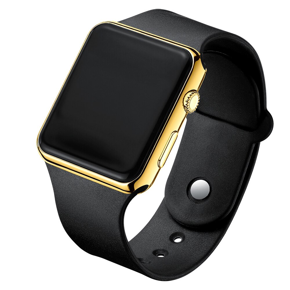 LED Digital Watch Men Reloj hombre Electronic Casual Watch for men Silicone Male watch Montre homme Simple Men Watch: Black Gold