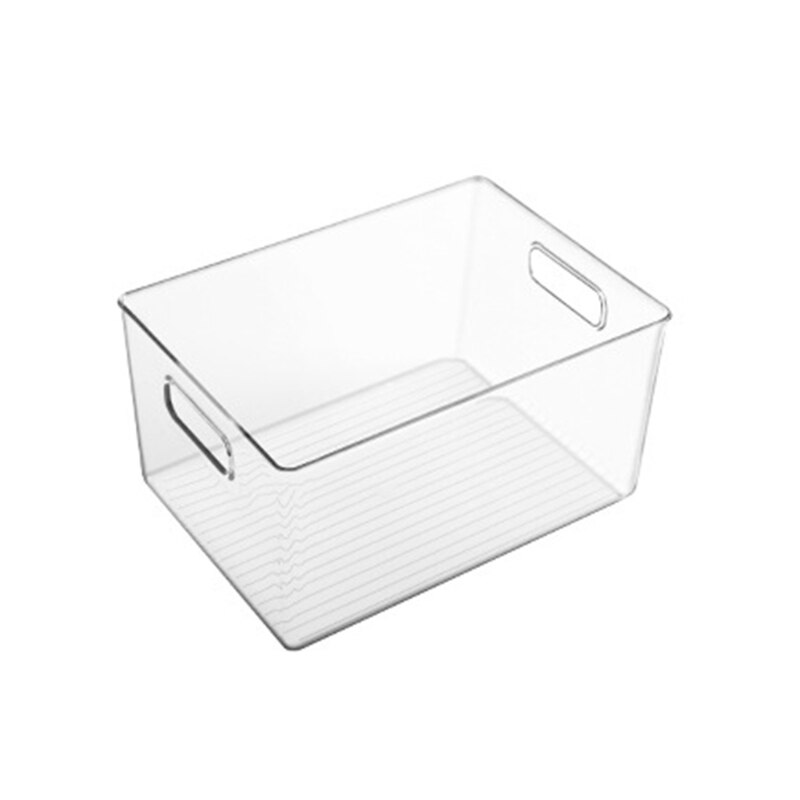 Plastic Voedsel Opslag Container Met Side Handvat Keuken Koelkast Transparante Opslag Mand Boekenkast Opslag Case