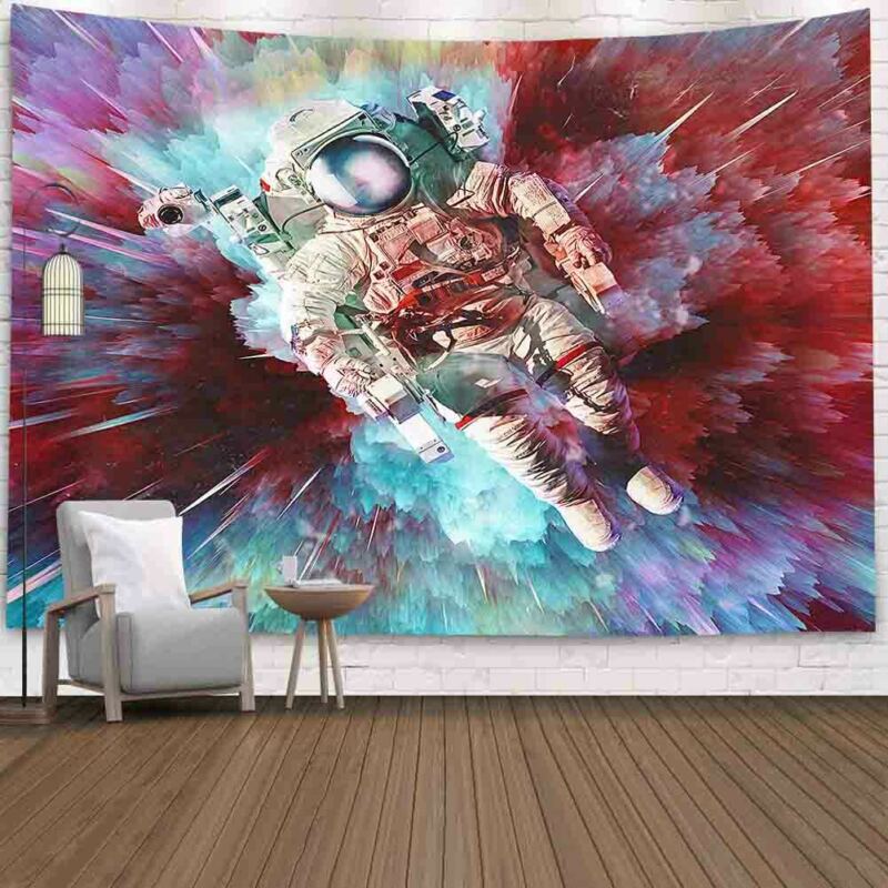 Tapiz de Tela con estampado de astronauta, manta de pared de galaxia psicodélica, Nasas espaciales, , decoración Bohemia